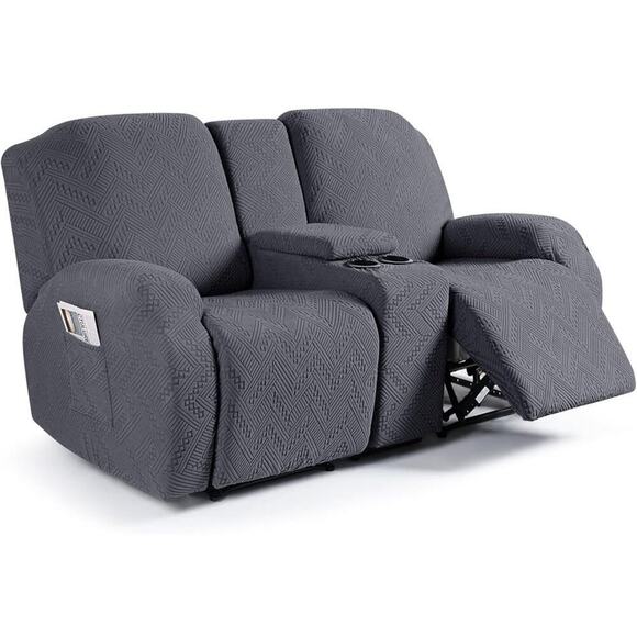 Stretch Recliner Loveseat Sofa Covers Console Pockets, 4-Pieces Reclining - Picture 1 of 6